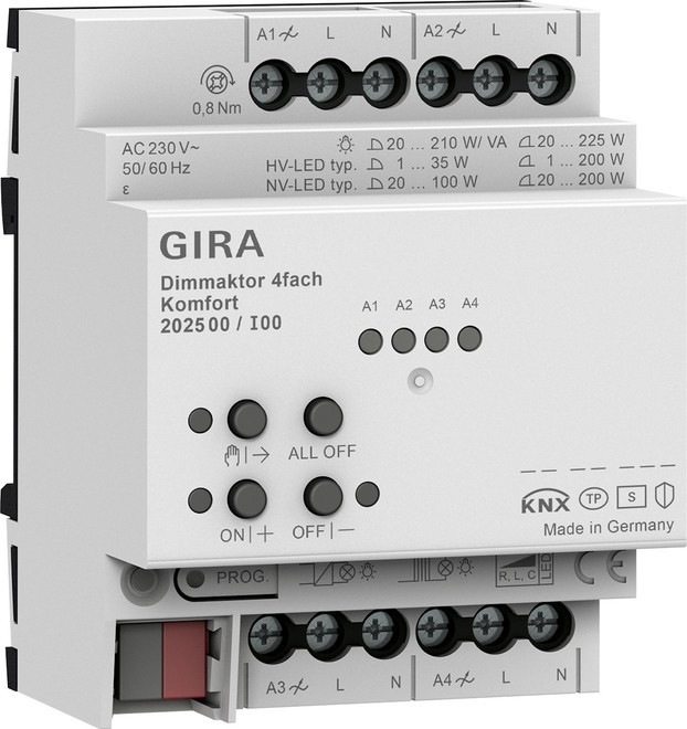 Actual product image Gira Dimming actuator 4-f. REG KNX Secure 202500 (202500) (Dimming actuator)