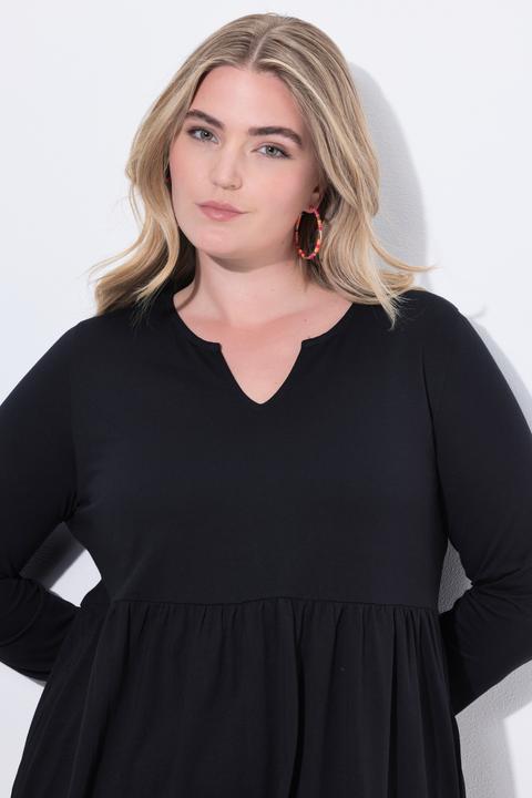 Produktbild Ulla Popken Jerseykleid, A-Linie, Tunika-Ausschnitt, Langarm (54)