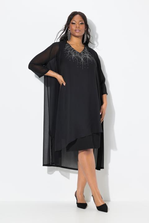 Produktbild Ulla Popken Kleid, A-Linie, Ziersteine, V-Ausschnitt, ärmellos (46, 48)