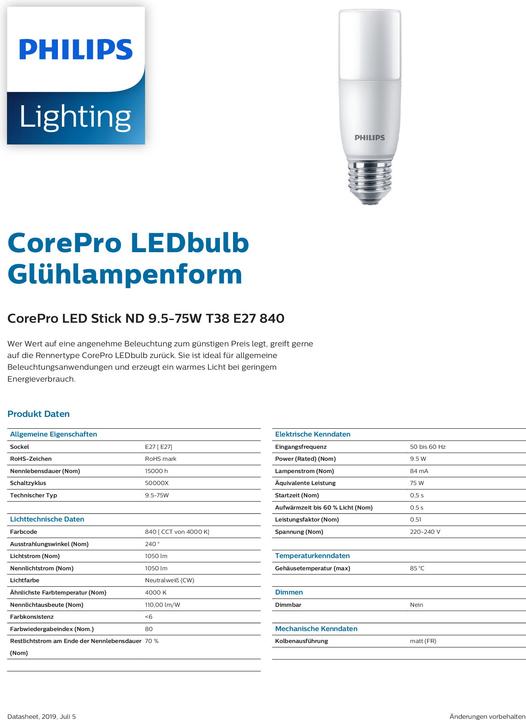 Produktbild Philips Professional Core Pro (E27, 1050 lm, 1x)