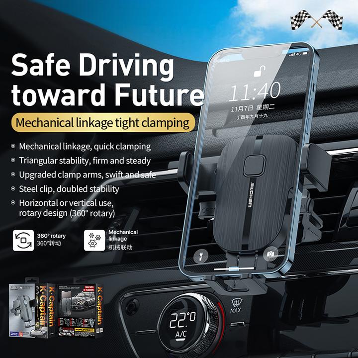 Actual product image Wekome Mechanical car holder for phones 4.7"-7.2"