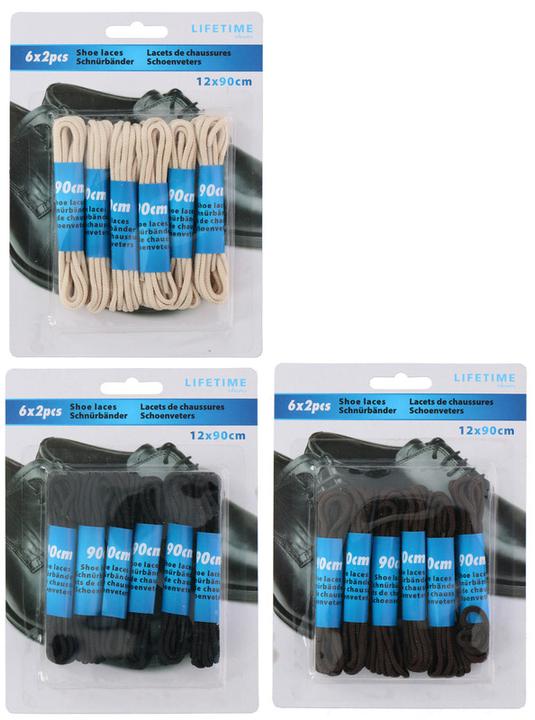 Lifetime Shoelaces 6pairs 90cm PES (90 cm)