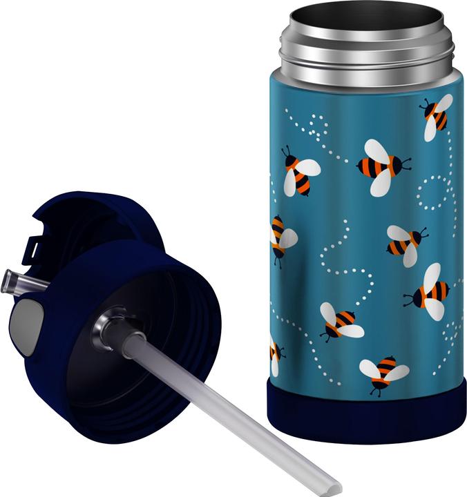Produktbild Thermos Isolier-Trinkflasche FUNTAINER Straw Bottle, Bienen 0,35 L, doppelwandiger Edelstahl, Verschluss aus (0.35 l)