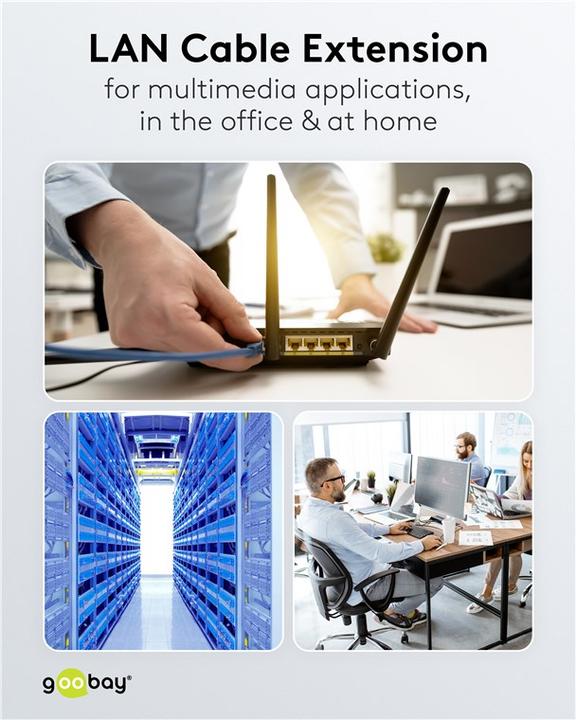 Produktbild Goobay CAT 6 Verlängerungskabel, S/FTP PiMF, schwarz (PiMF, CAT6, 2 m)