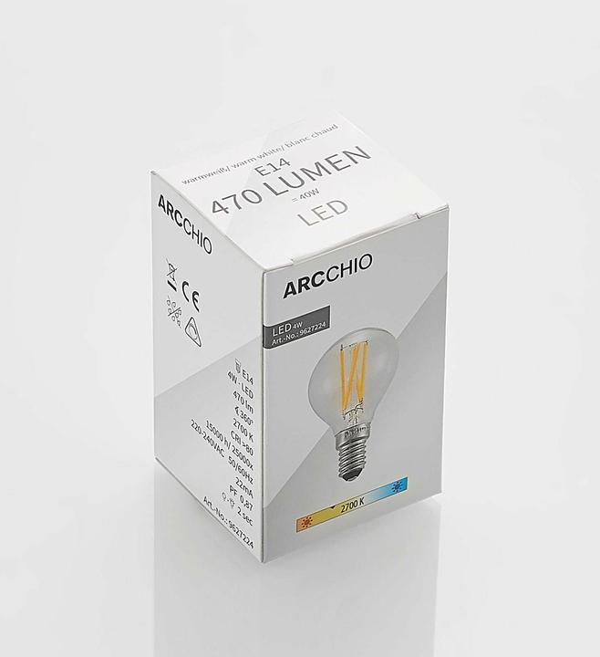 Produktbild Arcchio LED-Lampe E14 4W 2.700K Filament Tropfen dimmbar (E14, 470 lm)