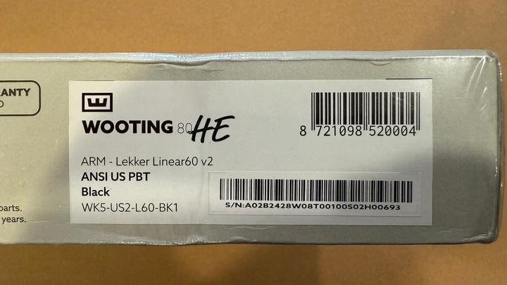 Actual product image Wooting 80HE - US-ANSI - Linear60 - Gaming Tastatur - Uden Numpad - US International - Sort (Eng. Int., Cable)