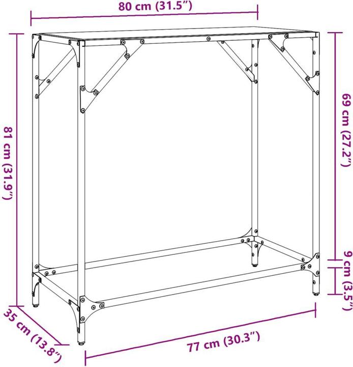 Image du produit vidaXL Konsolentisch (80 x 35 x 81 cm)