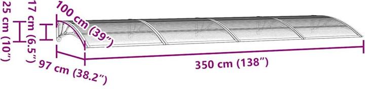 Produktbild vidaXL Türvordach (350 x 100 cm)