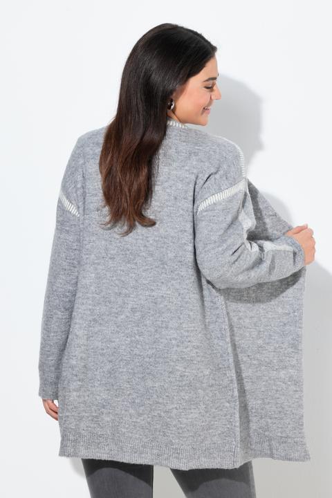 Image du produit Ulla Popken Long cardigan à manches longues et sans fermeture, coutures fantaisie (42, 44)