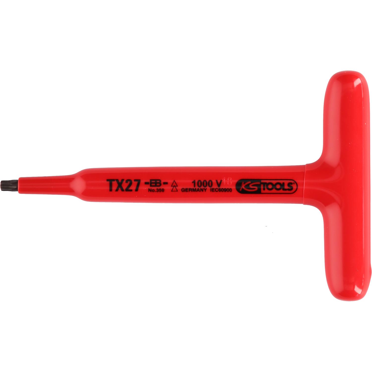 KS Tools, Sechskantschlüssel, T-Griff-Torx-Stiftschlüssel mit Schutzisolierung, T50, 200 mm