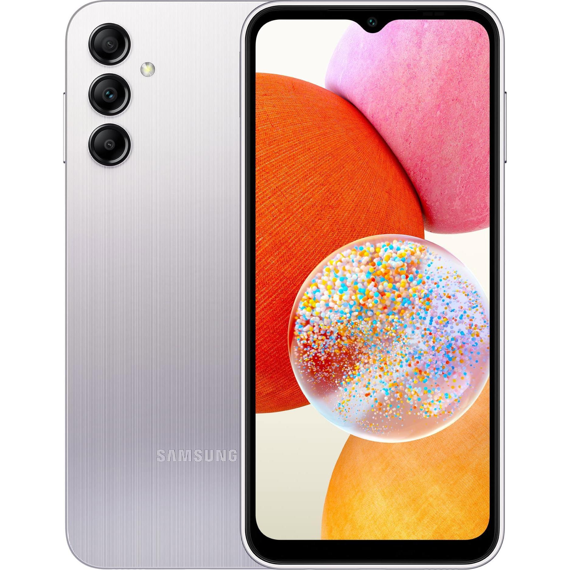 Samsung Galaxy A14 LTE (64 GB, Silver, 6.60", Dual SIM, 4G), Smartphone, Silber