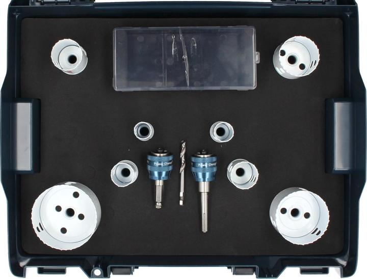 Actual product image Bosch Professional Zubehör 11-piece electrician's set, 1 Progressor for Wood&Metal hole saw (83 mm, 51 mm, 22 mm, 68 mm, 35 mm, 30 mm, 40 mm, 25 mm)