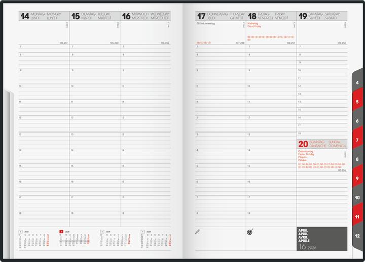 Actual product image Ridoide Studioplan International 2026 702301630 1W/2S blau ML 16.8x24cm (168x240 mm, 1 week / 2 pages)