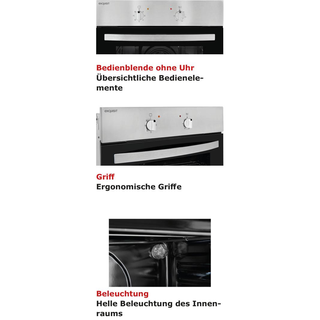 Thumbnail - Exquisit EBE 555-1.1U, Backofen Einbau, Silber, Schwarz