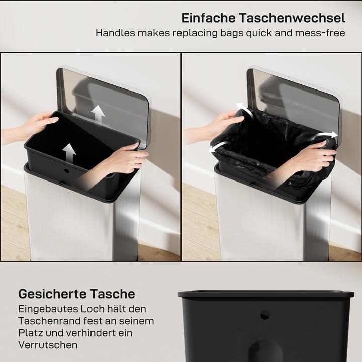 Image du produit Homcom Mülleimer Edelstahl, Kunststoff Silber (20 l)