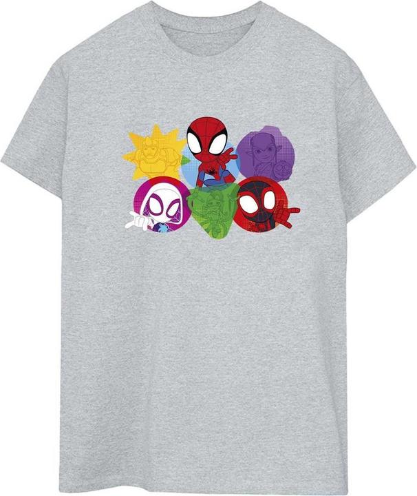 Actual product image Womens/Ladies Spidey And His Amazing Friends Faces Cotton Boyfriend T-Shirt (3XL)