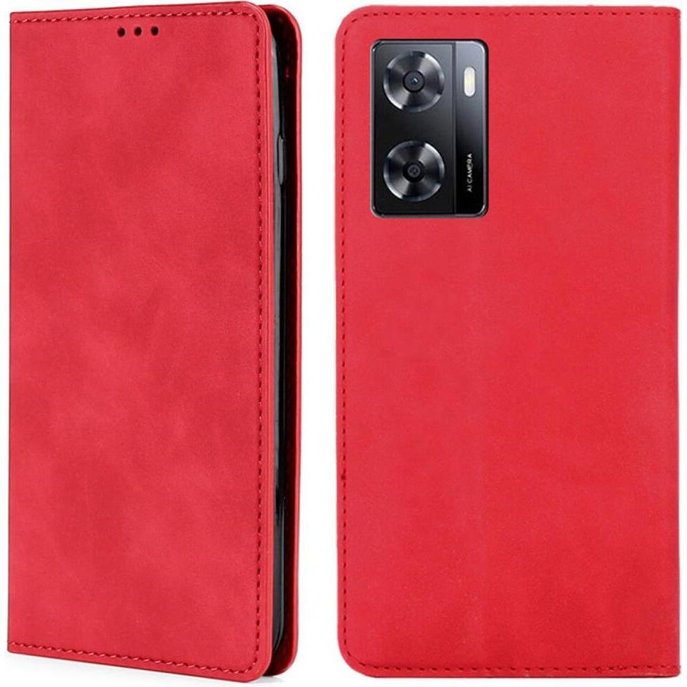 Cover-Discount OPPO A57s - Stand Flip Case Hülle rot (Oppo A57s), Smartphone Hülle, Rot