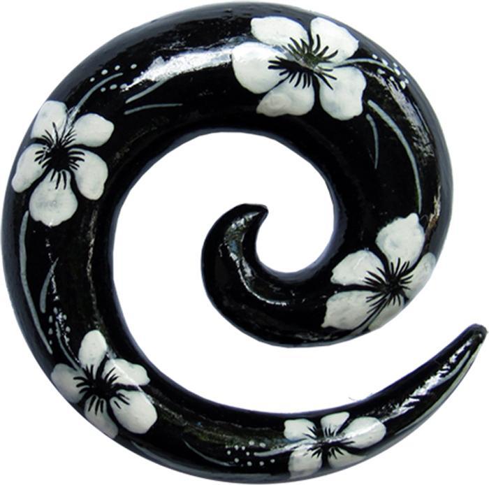 Immagine prodotto Star Piercing Spirale espandibile dipinta di nero con fiori di legno (senza ottone, Acciaio chirurgico 316L)