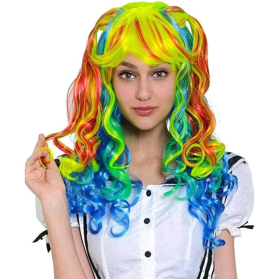 Metamorph Rainbow Manga Perücke - Clown Faschingsperücke