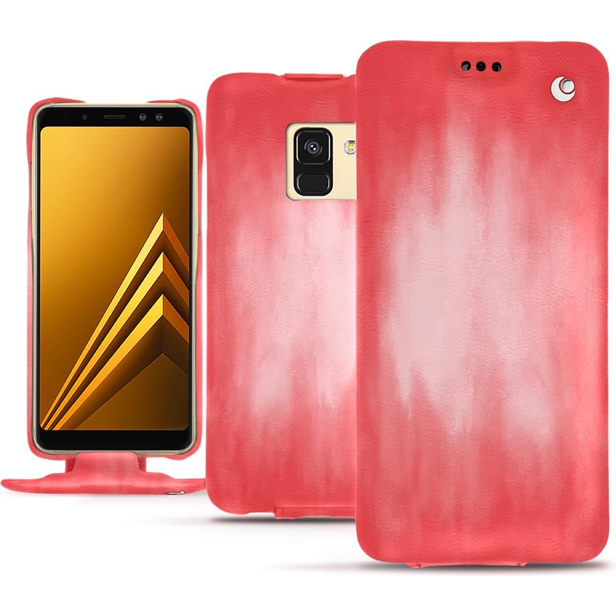 Noreve Lederschutzhülle vertikal (Samsung Galaxy A8+), Smartphone Hülle, Rosa