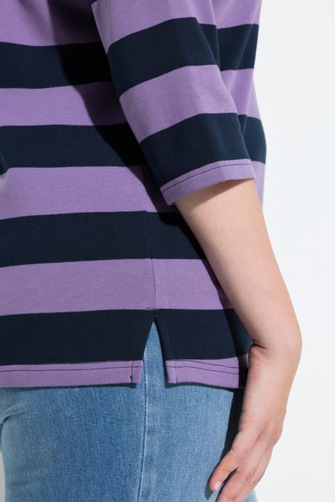 Produktbild Ulla Popken Polo-Sweatshirt, Streifen, 3/4-Arm (56)