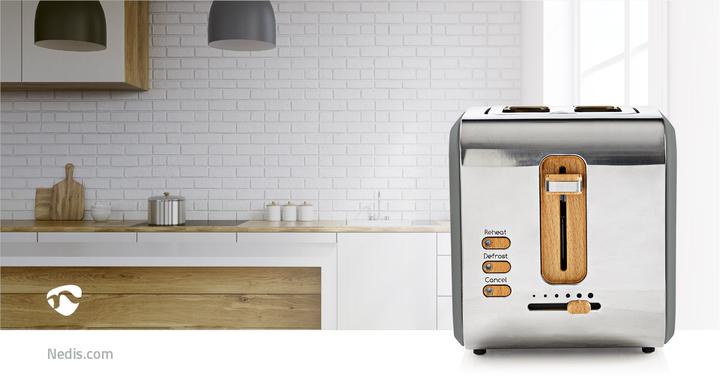 Actual product image Nedis Toaster Soft Touch Series 2 slots Browning levels: 6 Defrost function Grey