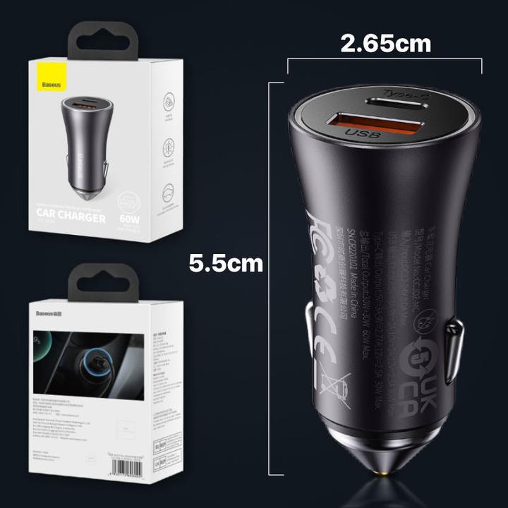 Image du produit Hermex Car Charger USB-A USB-C Chargeur allume-cigare USB-A USB-C Adaptateur USB pour voiture