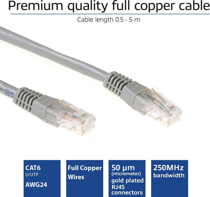 Produktbild Grey 15 meter U/UTP CAT6 patch cable with RJ45 connectors. Cat6 u/utp grey 15.00m (U/UTP, CAT6, 15 m)