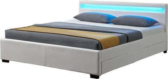 Juskys Lyon upholstered bed with bed base and LED lighting (180 x 200 cm)