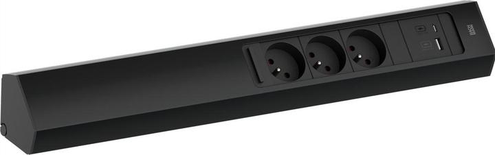 Actual product image Bachmann CASIA 2 3x FR socket UTE 1x USB charger A/C (932.107) black, long (3x, CEE 7/3, CEE 7/5, 2 m)