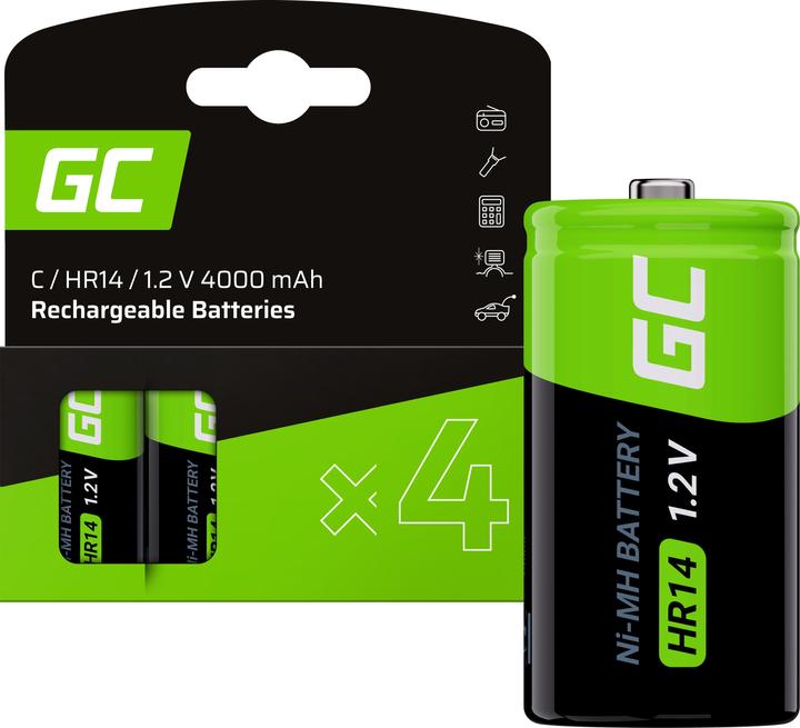 GreenCell 4x Ni-MH Battery HR14 - Rechargeable - 1.2V - 4000mAh (4 pcs., C, 4000 mAh)