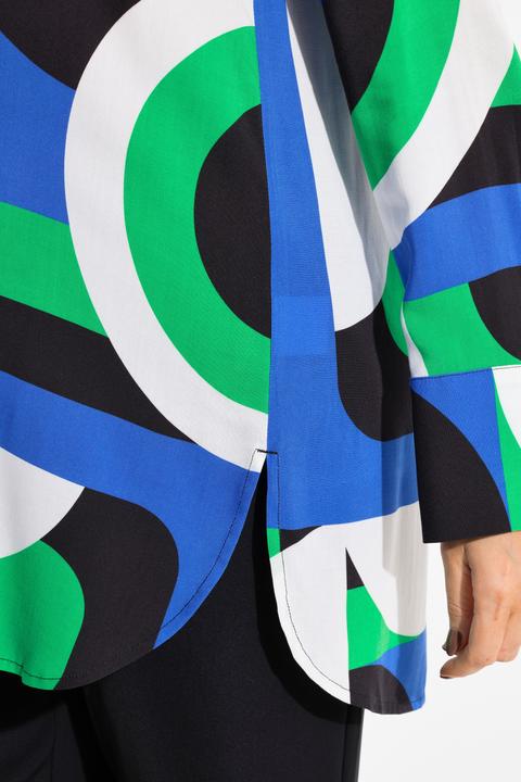 Actual product image Ulla Popken Graphic Print Button Down Tunic Blouse (42, 44)