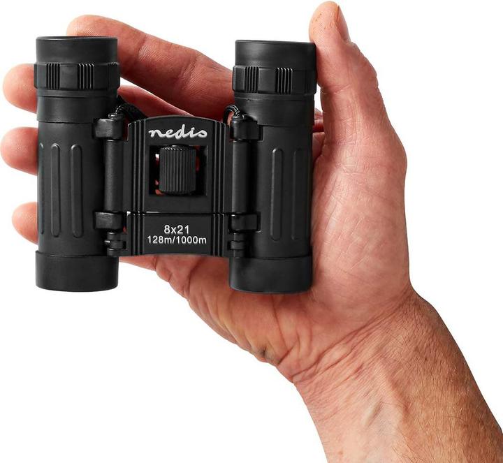 Image du produit Nedis SCBI1000BK Jumelles Grossissement : 8 Diamètre de l'objectif : 21 mm Distance interpupillaire : (8x, 21 mm)