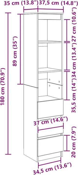 Image du produit vidaXL Highboard (37.50 x 35 x 180 cm)