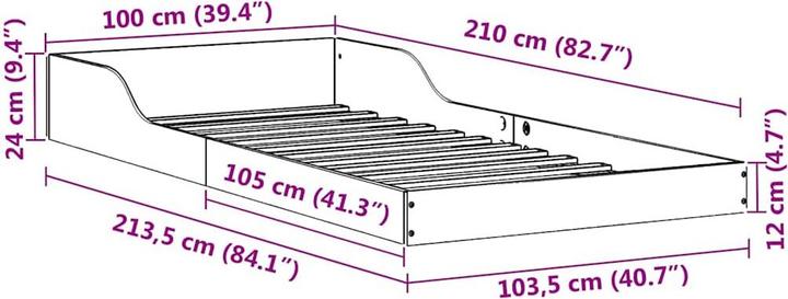 Actual product image vidaXL Plattformbettgestell (100 x 210 cm)