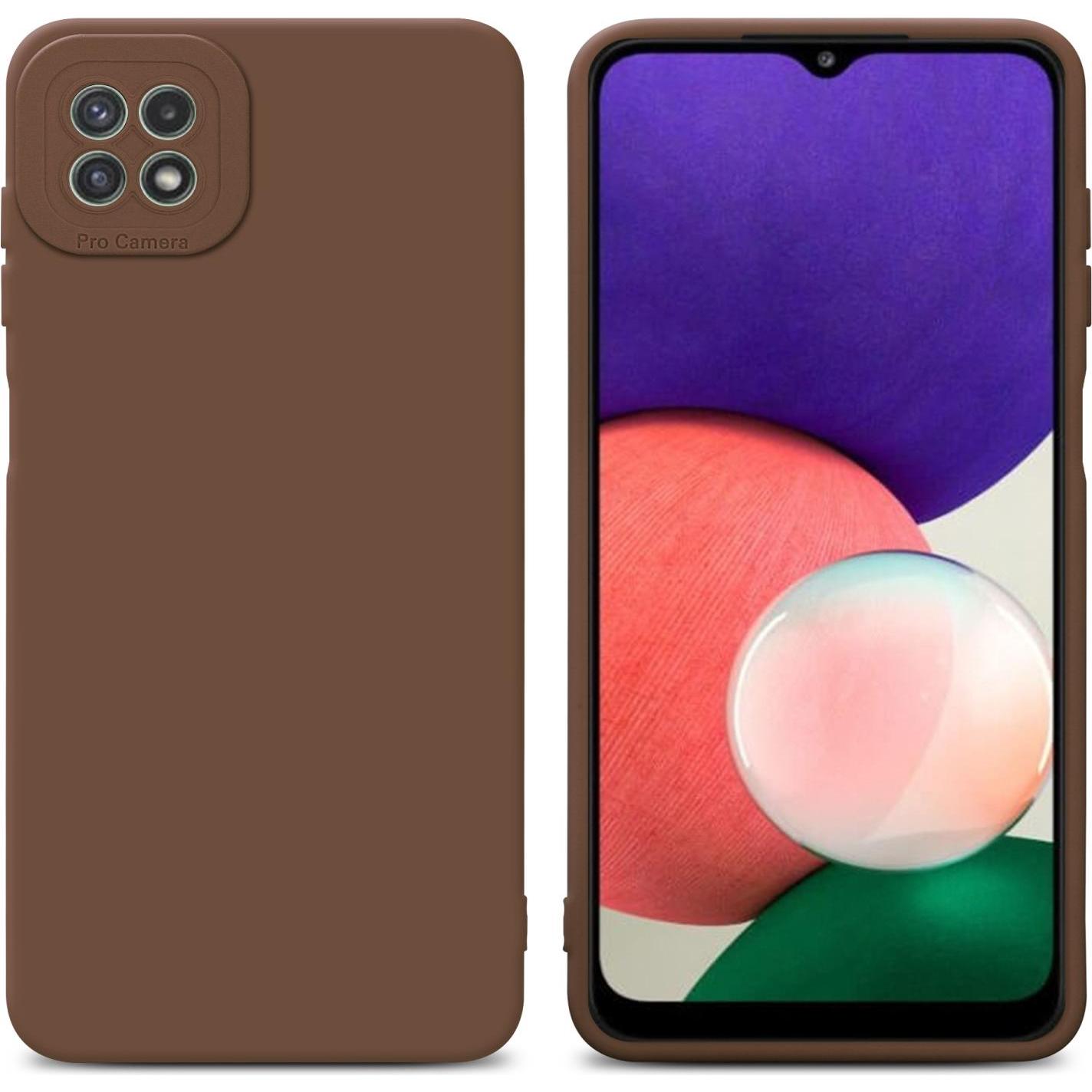 Cadorabo Hülle für Samsung Galaxy A22 5G im TPU Fluid LM162 Style (Samsung Galaxy A22 5G), Smartphone Hülle, Braun