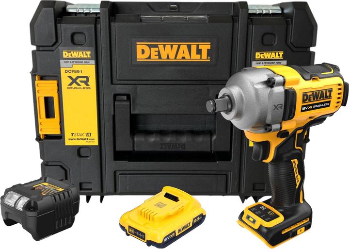 DeWalt DCF 891 D1T Clé à choc 18 V 1084 Nm 1/2" Brushless + 1x batterie 2,0 Ah + chargeur + TSTAK