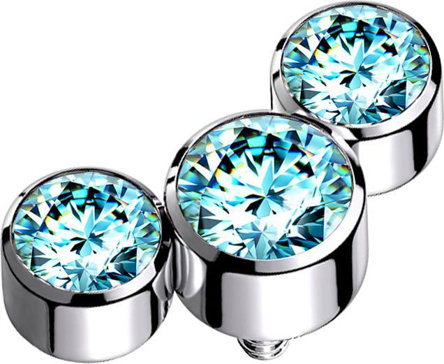 Immagine prodotto Star Piercing Dermal Anchor argento tre cristalli acqua (senza ottone, Acciaio chirurgico 316L)