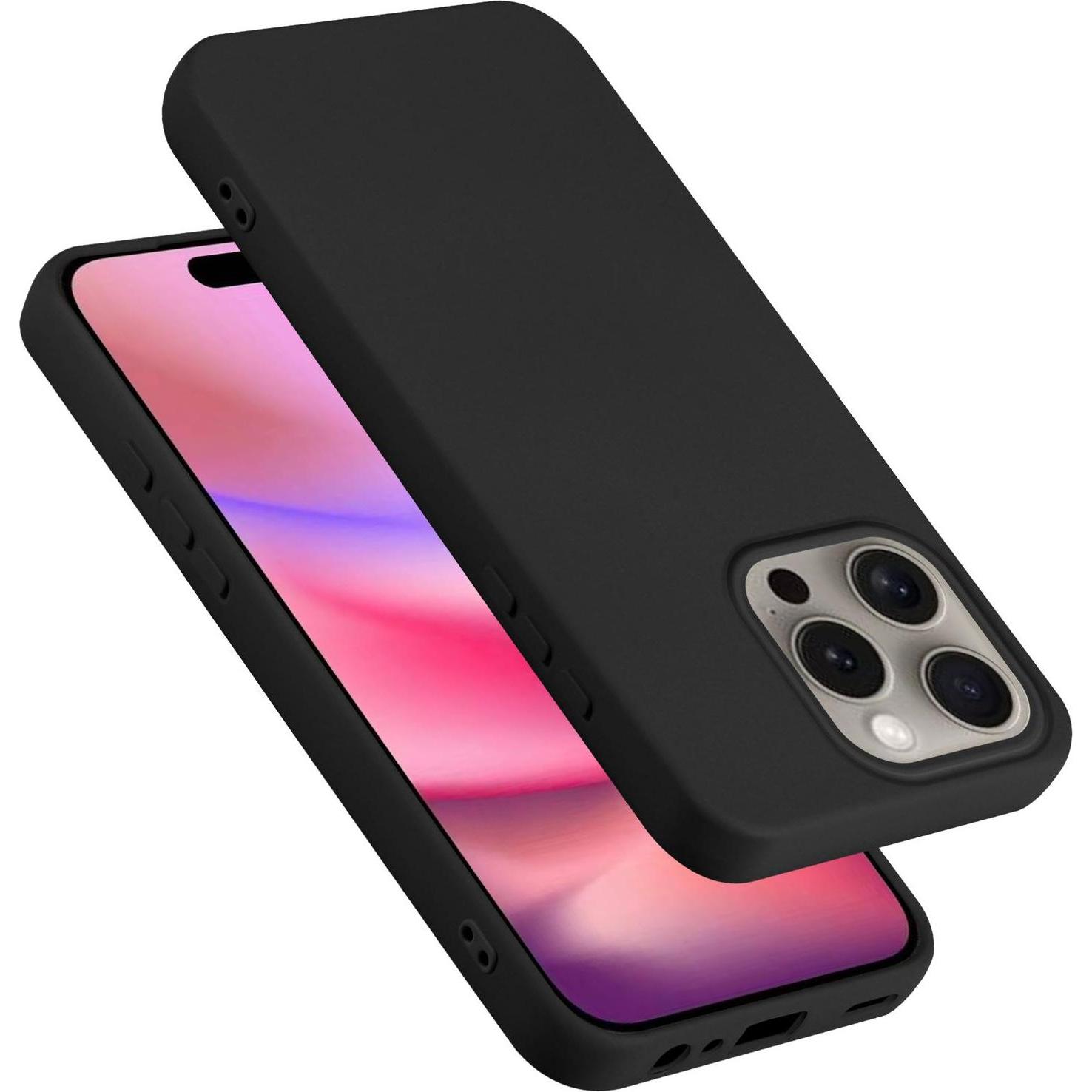 Cadorabo Hülle für iPhone 16 PRO MAX TPU im Liquid Schutz Design (Apple iPhone 16 Pro Max), Smartphone Hülle, Schwarz