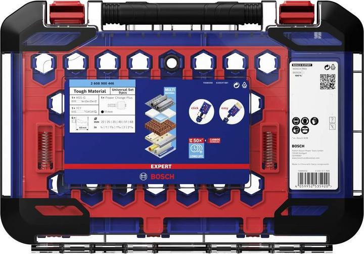 Immagine prodotto Bosch Professional Zubehör Set di seghe a tazza EXPERT Tough Material, 22/25/35/40/51/68 mm, 9 pezzi. (22 mm, 25 mm, 35 mm, 40 mm, 51 mm, 68 mm)