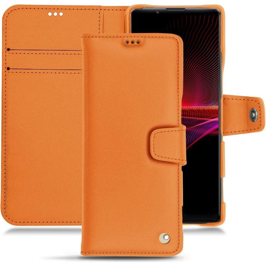 Noreve Lederschutzhülle Wallet (Sony Xperia 1 III), Smartphone Hülle, Orange