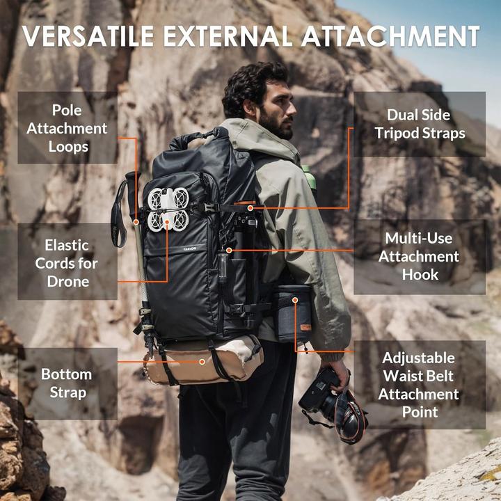 Actual product image Tarion Professional Camera Backpack with Rolltop Design, Side Access, and Removable Insert (Photo backpack, 35 l)