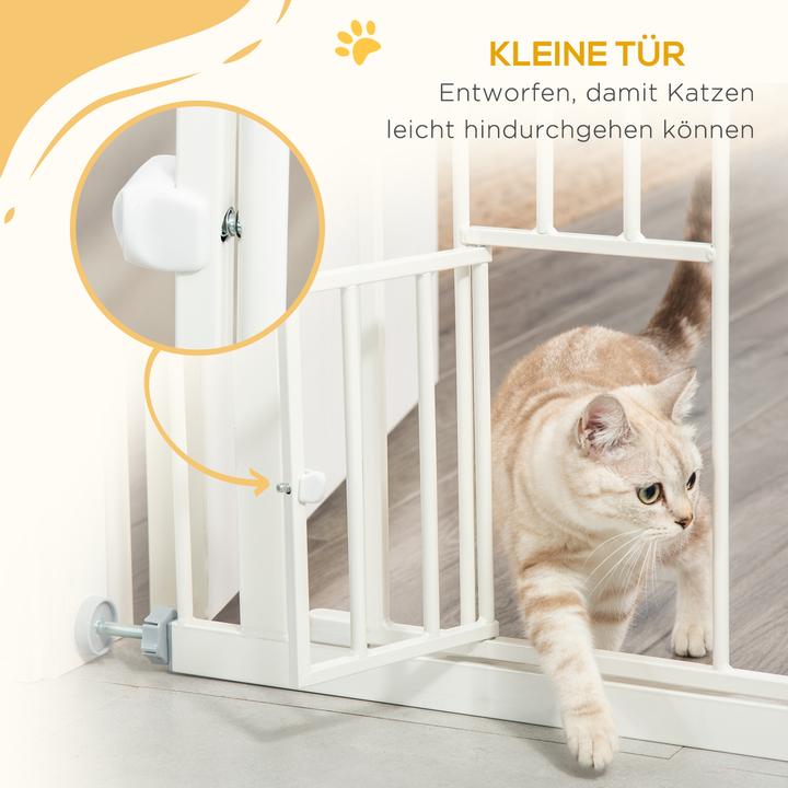 Image du produit Swisshandel24 Barrière de porte avec chatière, montage sans perçage, largeur variable 74-80 cm, ouverture d'une (74 cm)