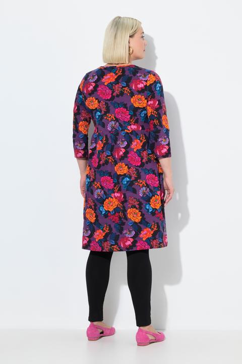 Actual product image Ulla Popken Vibrant Floral Empire Knit A-Line Pocket Dress (46, 48)