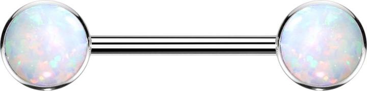 Actual product image Star Piercing Threadless barbell silver disc front with opal white (Titanium, without brass)