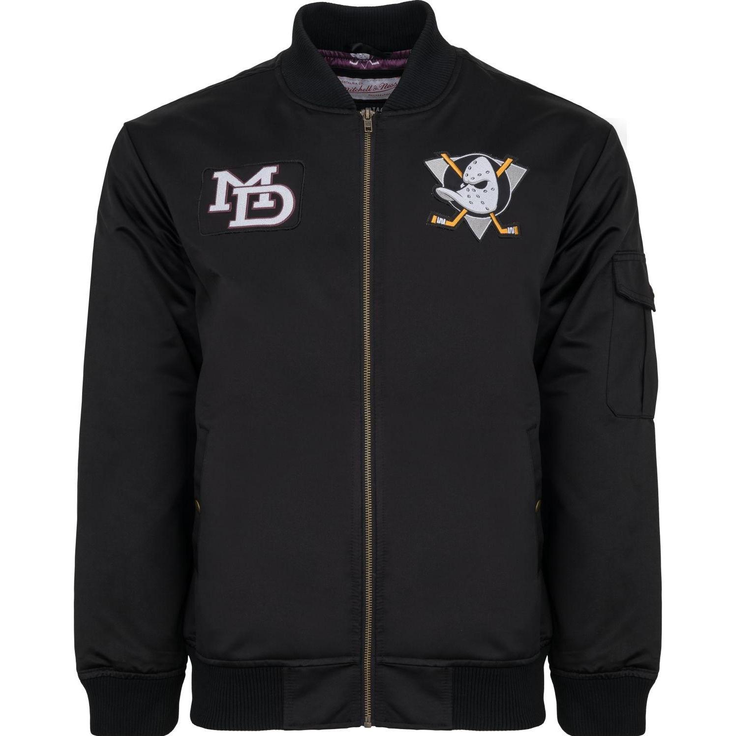 Thumbnail - Mitchell & Ness, Herren, Jacke, M&N Heavyweight Bomber Jacket NHL Anaheim Ducks - L (L), Schwarz, L