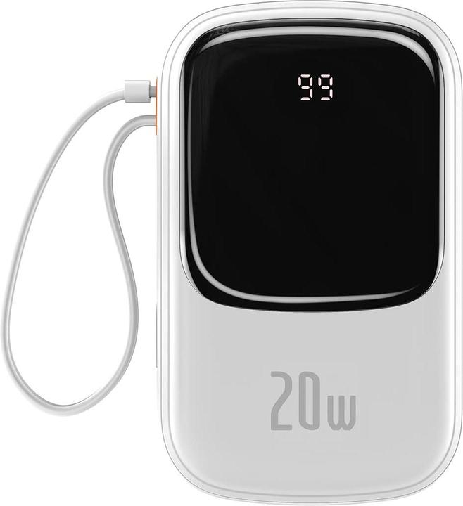 Baseus Powerbank Qpow PRO with cable, 20000mAh, 20W (White) (20000 mAh, 76 Wh)