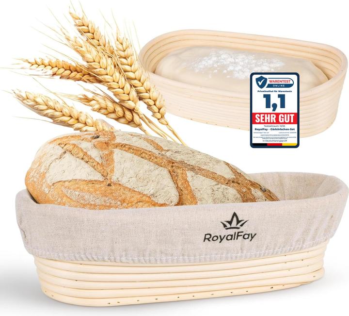 Produktbild RoyalFay Gärkörbchen oval mit Leinengärtuch