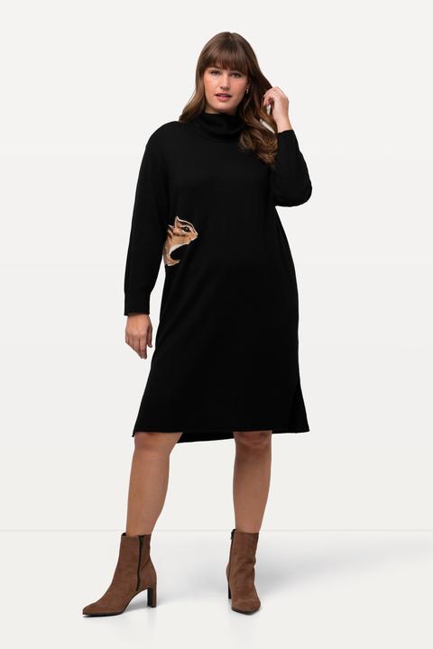 Produktbild Ulla Popken Strickkleid, Tiermotiv, Rollkragen, Langarm, Wollmischung (54)