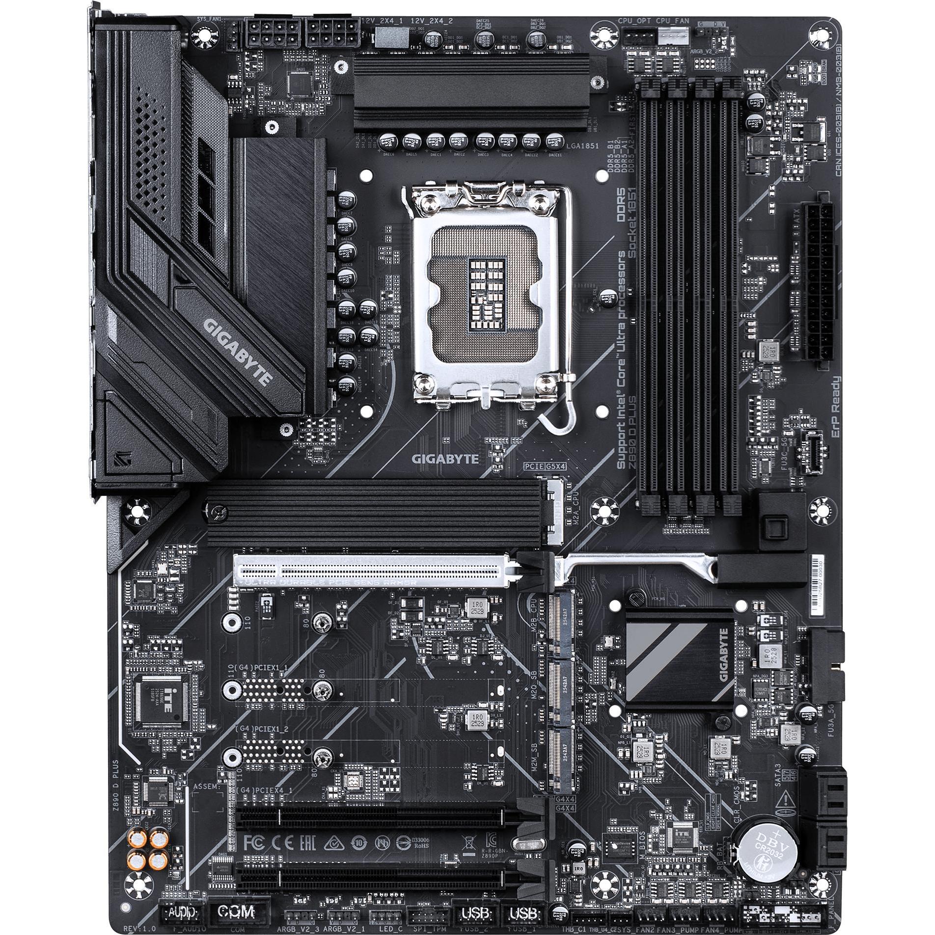 Gigabyte Z890 D PLUS Bundkort - Intel Z890 - Intel LGA1851 socket - DDR5 RAM - ATX (LGA 1851, Intel Z890, ATX), Scheda madre